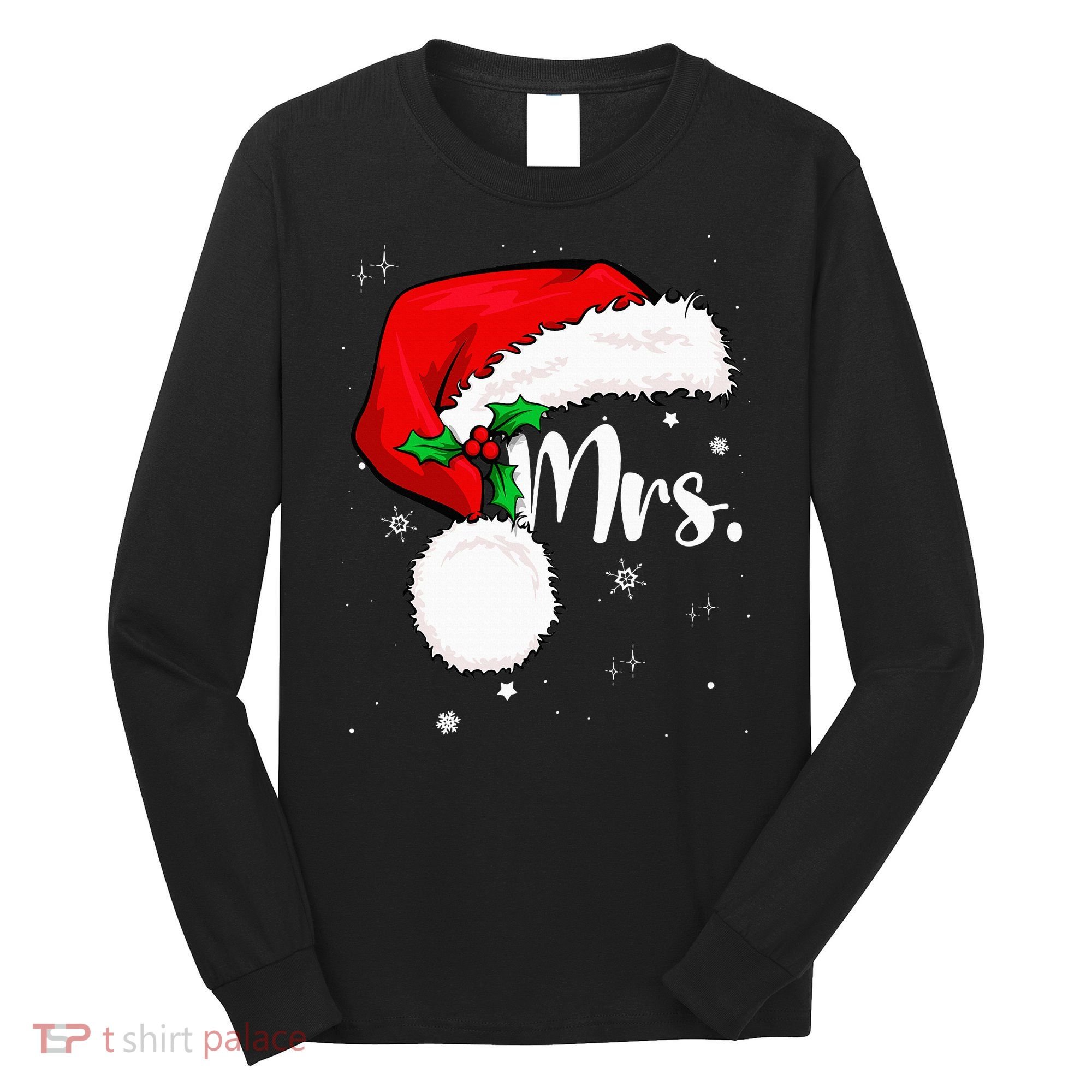 Mr Mrs Claus Christmas Couples Matching His And Her Pajamas Long Sleeve Shirt