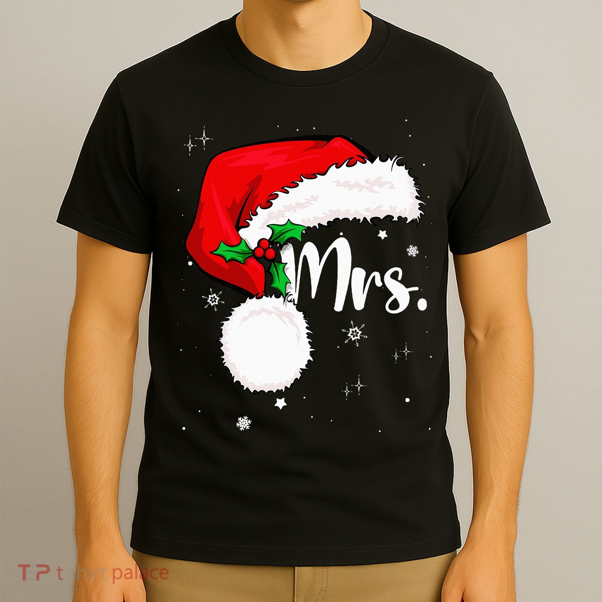 Mr Mrs Claus Christmas Couples Matching His And Her Pajamas T-Shirt