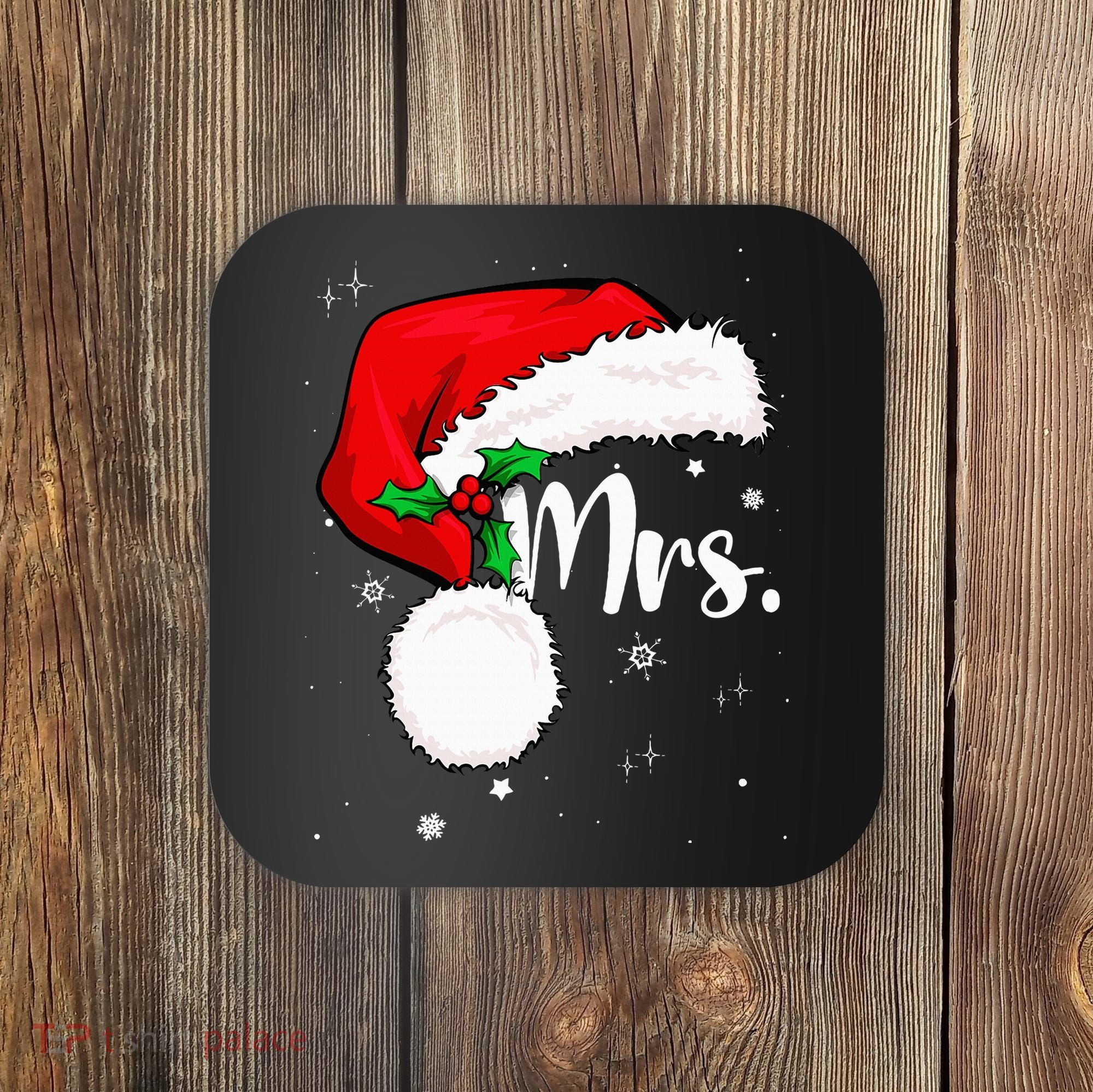 Mr Mrs Claus Christmas Couples Matching His And Her Pajamas Coaster