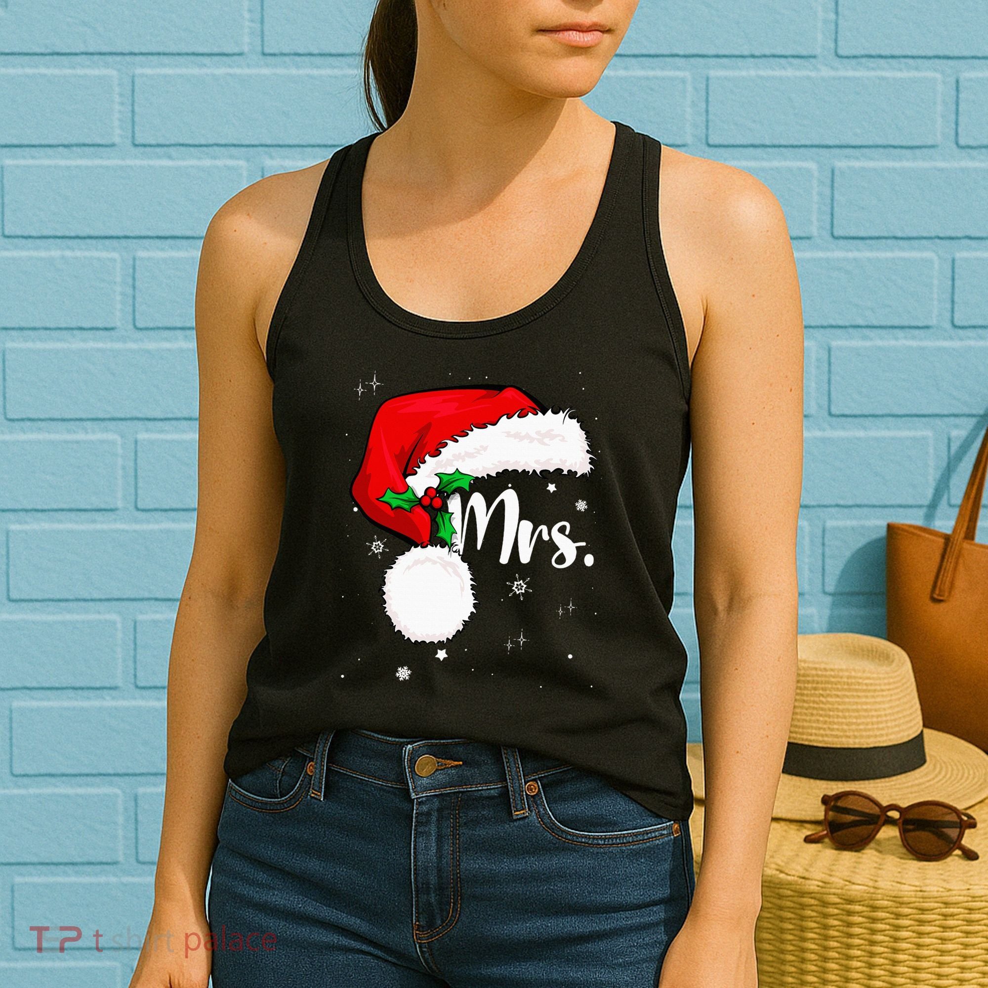Mr Mrs Claus Christmas Couples Matching His And Her Pajamas Women's Tank Top