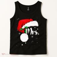 Mr Mrs Claus Christmas Couples Matching His And Her Pajamas Tank Top thumb 2