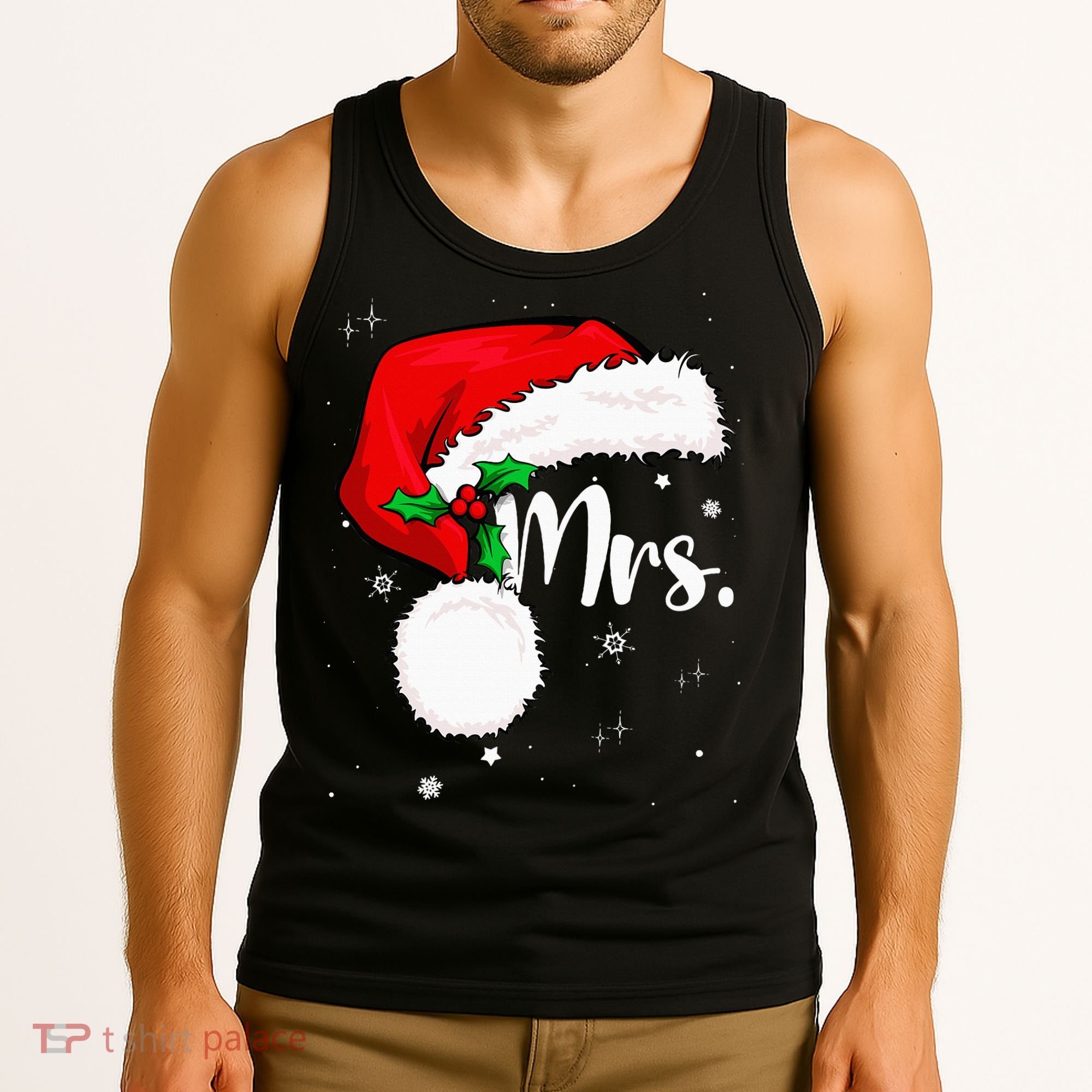 Mr Mrs Claus Christmas Couples Matching His And Her Pajamas Tank Top