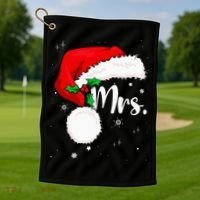 Mr Mrs Claus Christmas Couples Matching His And Her Pajamas Golf Towel thumb 1