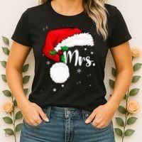Mr Mrs Claus Christmas Couples Matching His And Her Pajamas Women's T-Shirt thumb 2