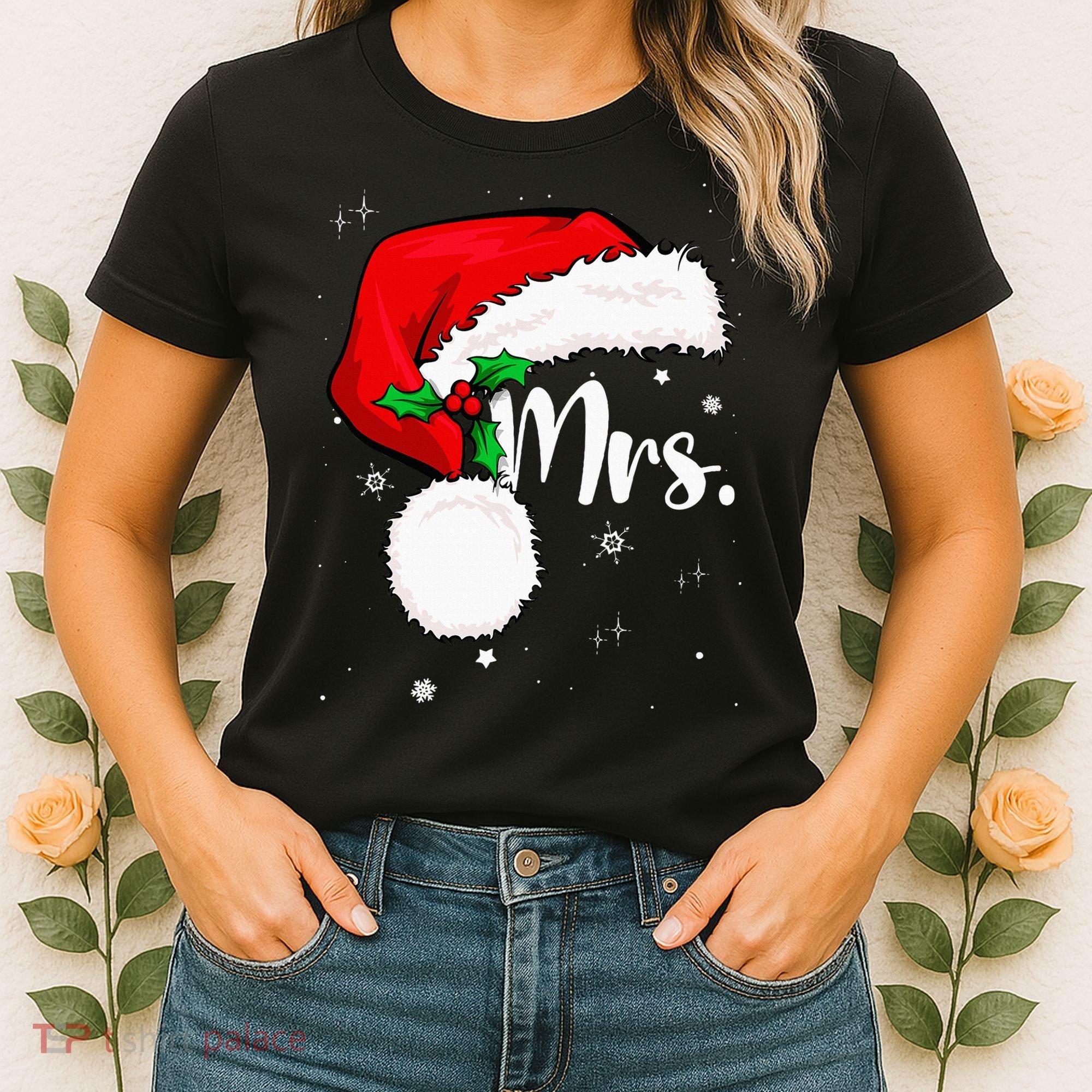 Mr Mrs Claus Christmas Couples Matching His And Her Pajamas Women's T-Shirt