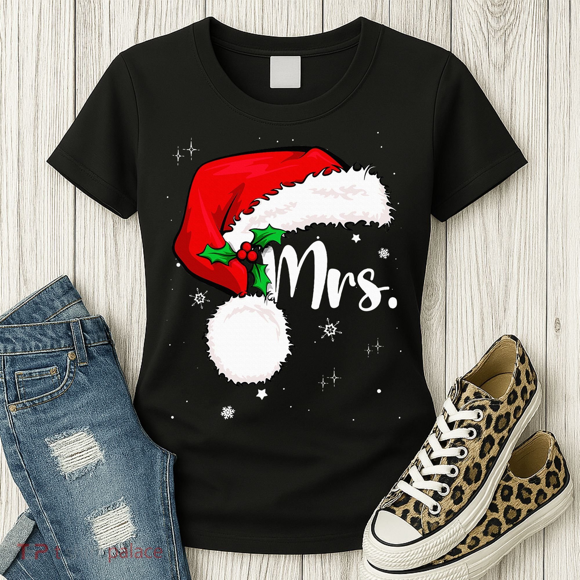 Mr Mrs Claus Christmas Couples Matching His And Her Pajamas Women's T-Shirt