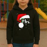 Mr Mrs Claus Christmas Couples Matching His And Her Pajamas Kids Hoodie thumb 3