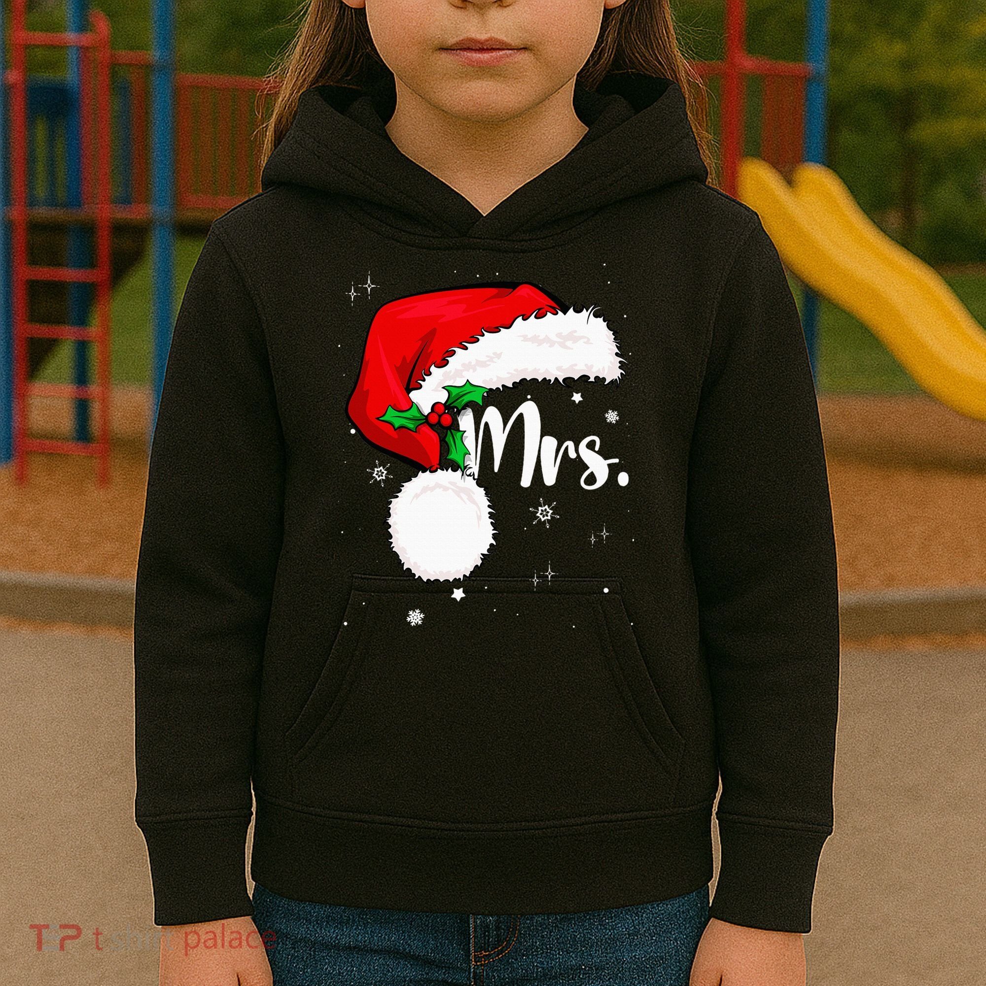 Mr Mrs Claus Christmas Couples Matching His And Her Pajamas Kids Hoodie