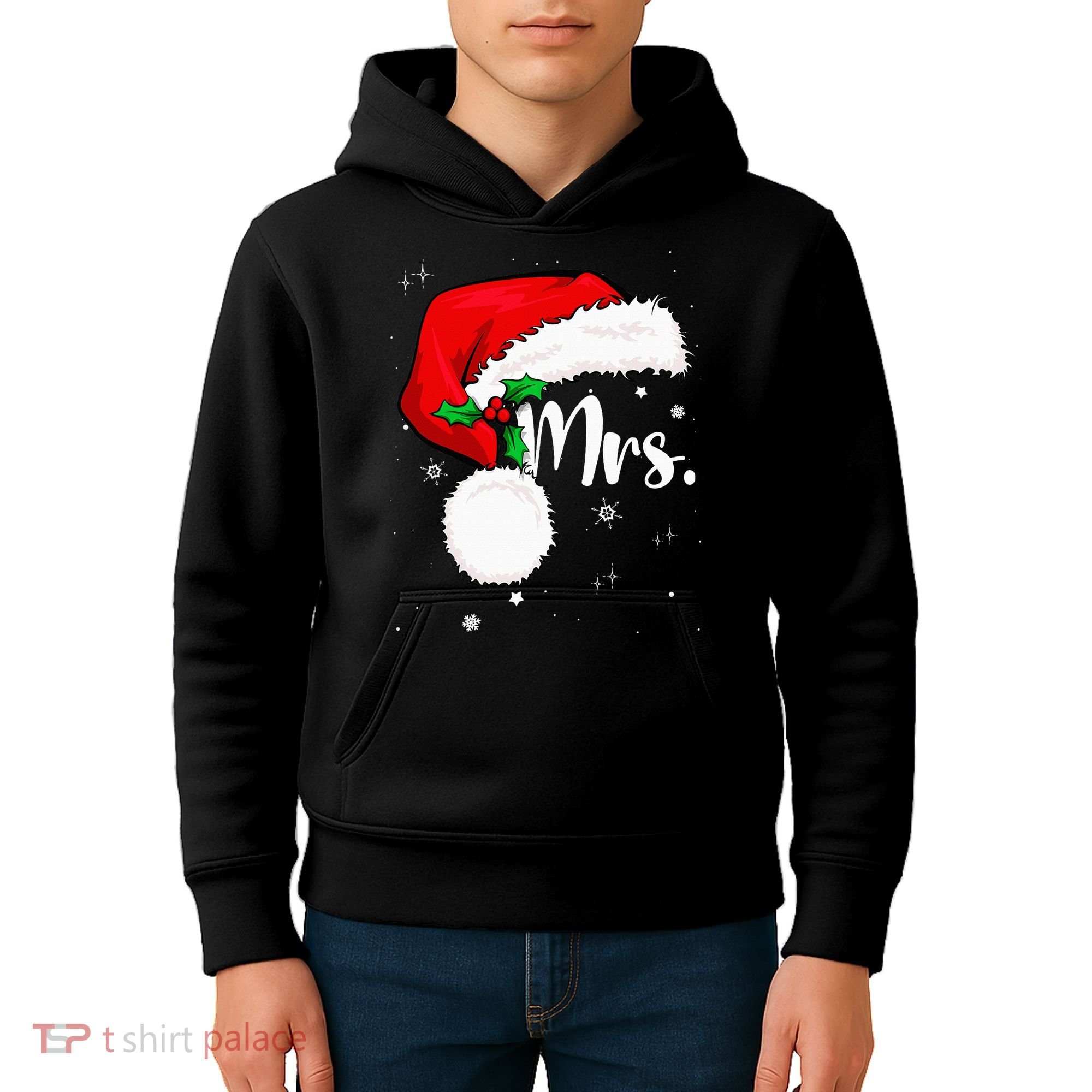 Mr Mrs Claus Christmas Couples Matching His And Her Pajamas Kids Hoodie