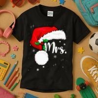 Mr Mrs Claus Christmas Couples Matching His And Her Pajamas Kids T-Shirt thumb 3