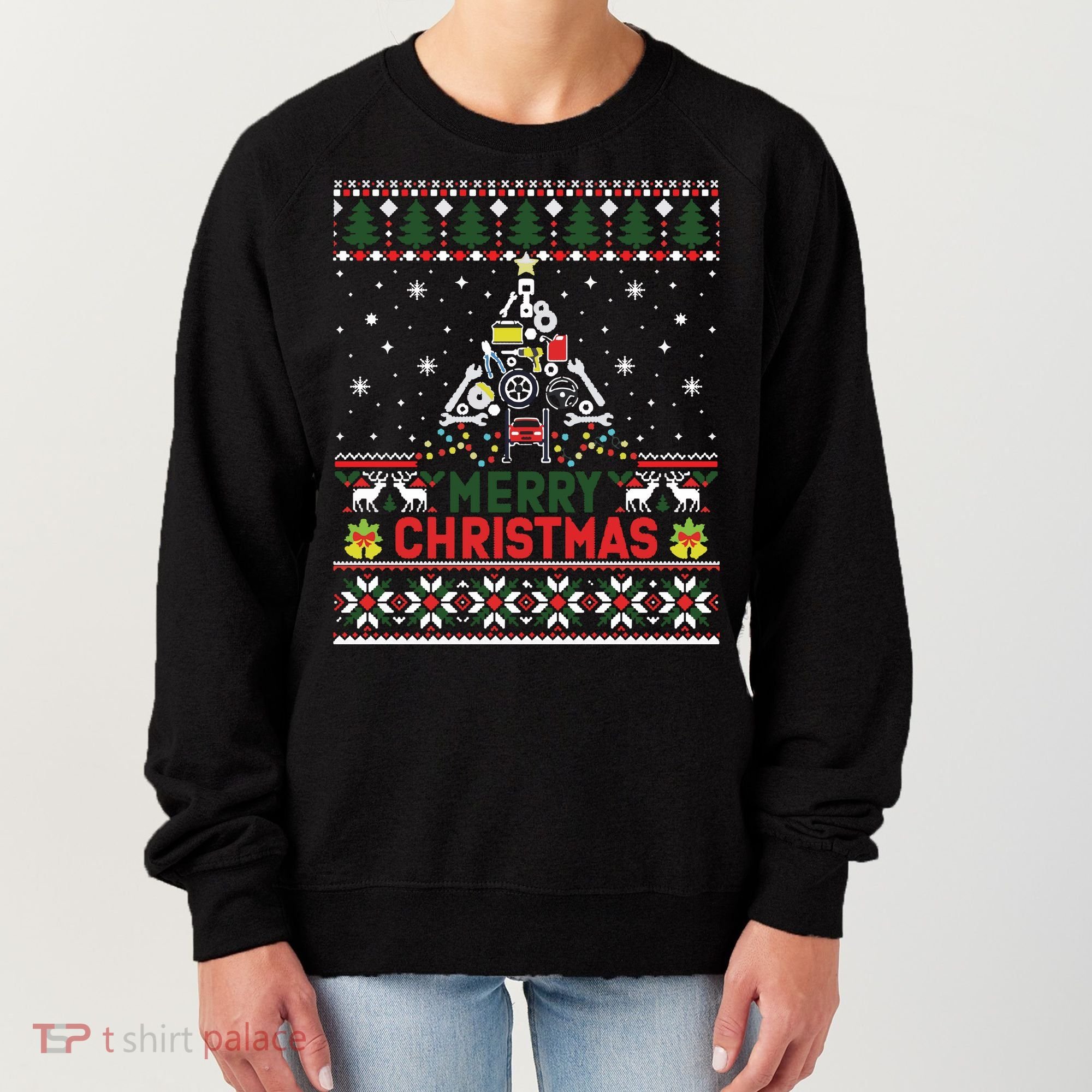 Mechanic Mechanic Christmas Tree Ugly Sweater Women's Sweatshirt