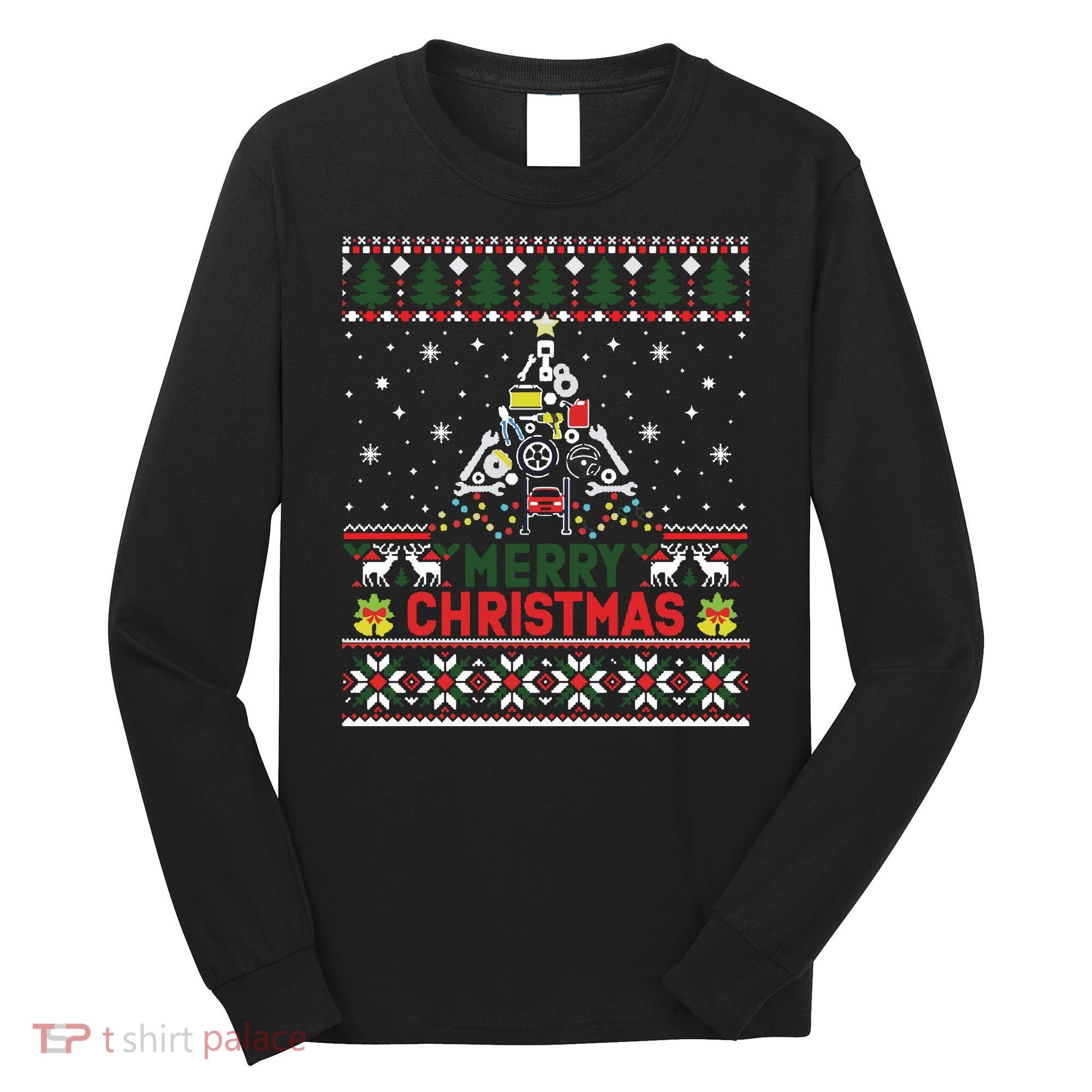Mechanic Mechanic Christmas Tree Ugly Sweater Long Sleeve Shirt