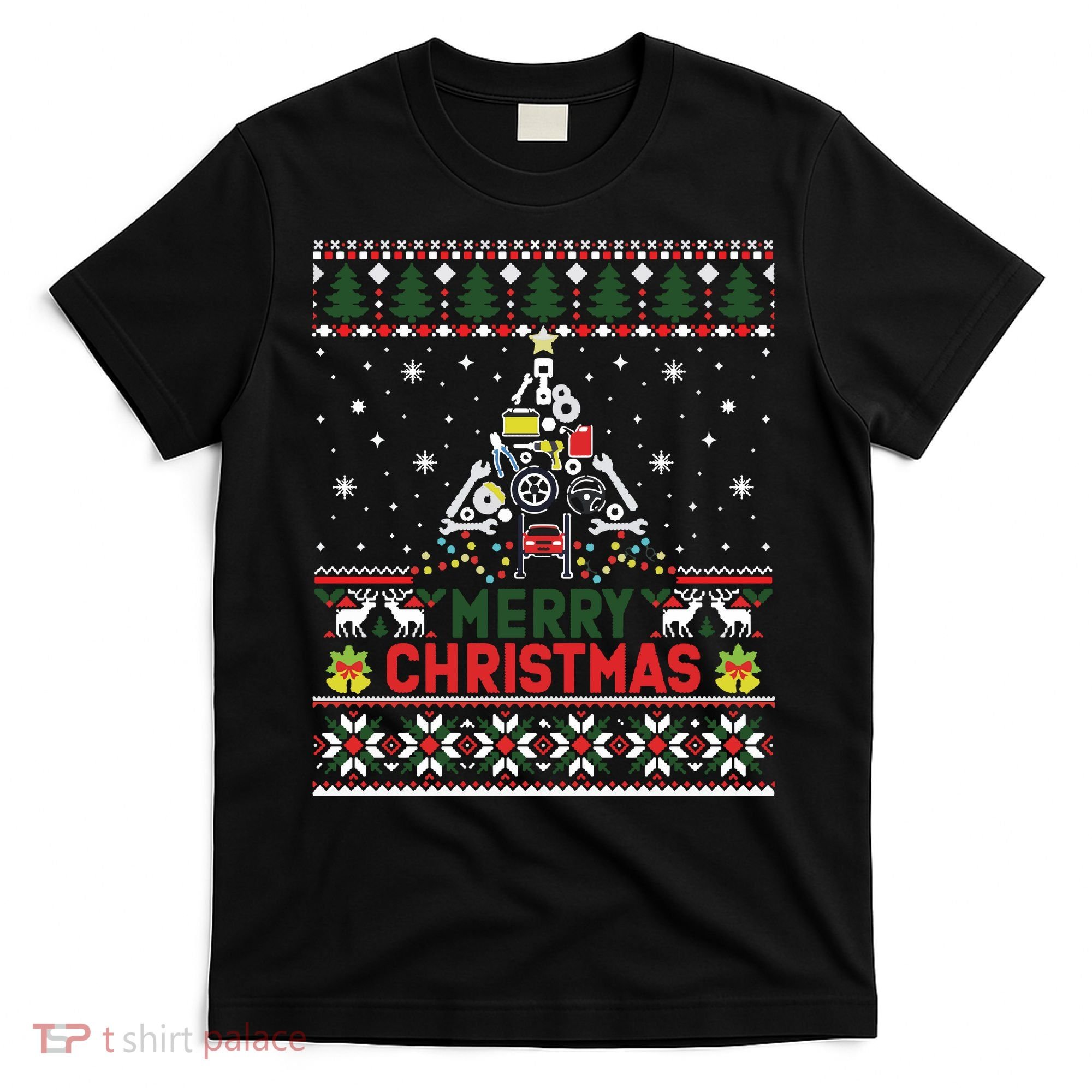 Mechanic Mechanic Christmas Tree Ugly Sweater T-Shirt