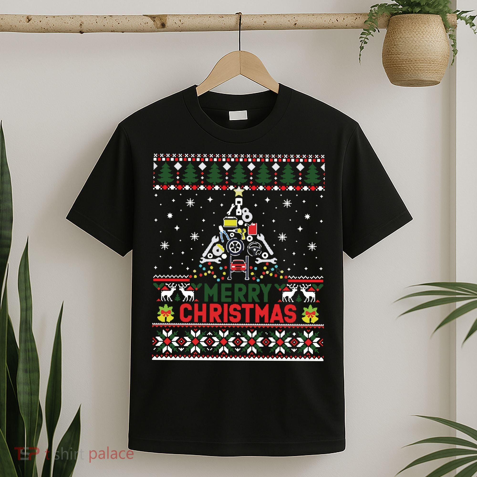 Mechanic Mechanic Christmas Tree Ugly Sweater T-Shirt