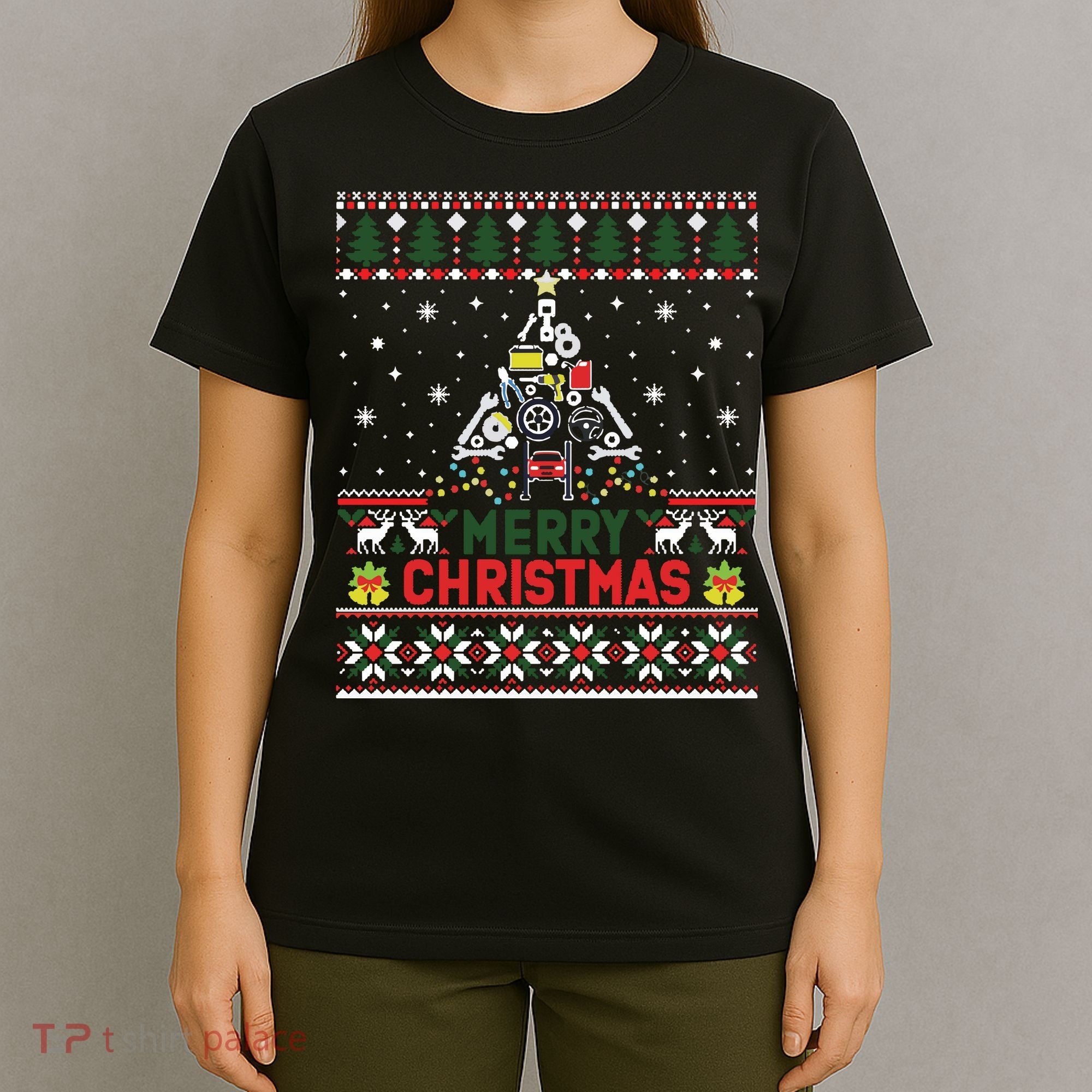 Mechanic Mechanic Christmas Tree Ugly Sweater T-Shirt