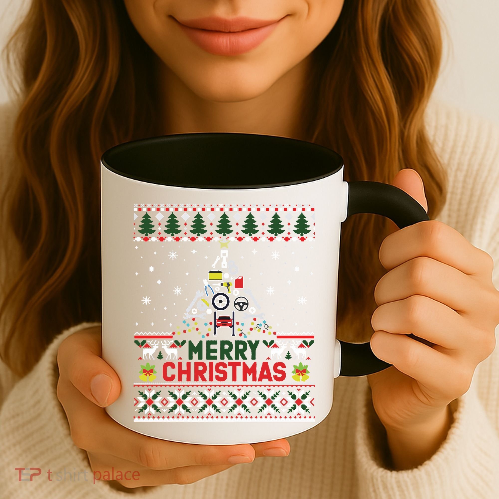 Mechanic Mechanic Christmas Tree Ugly Sweater Coffee Mug