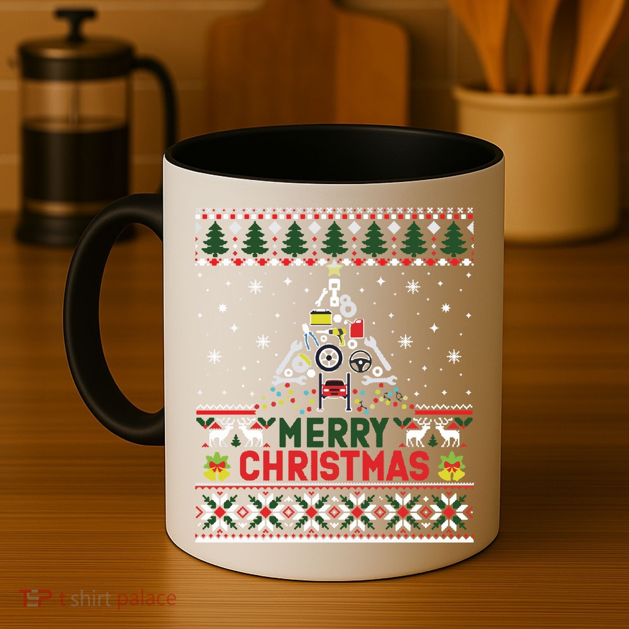 Mechanic Mechanic Christmas Tree Ugly Sweater Coffee Mug