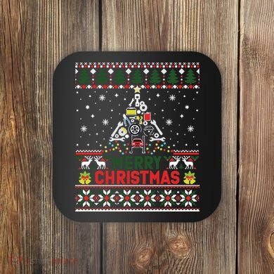 Mechanic Mechanic Christmas Tree Ugly Sweater Coaster
