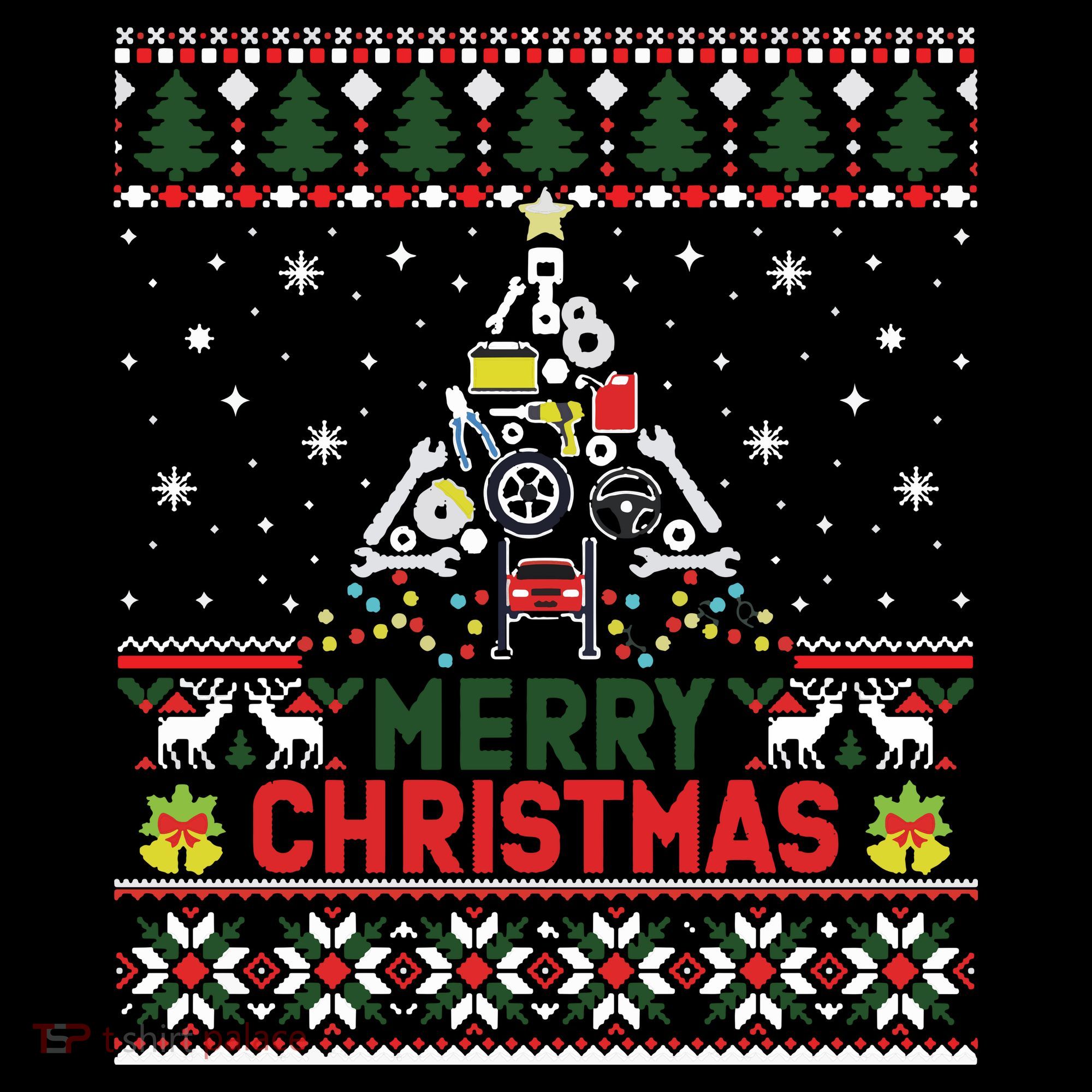 Mechanic Mechanic Christmas Tree Ugly Sweater Coaster