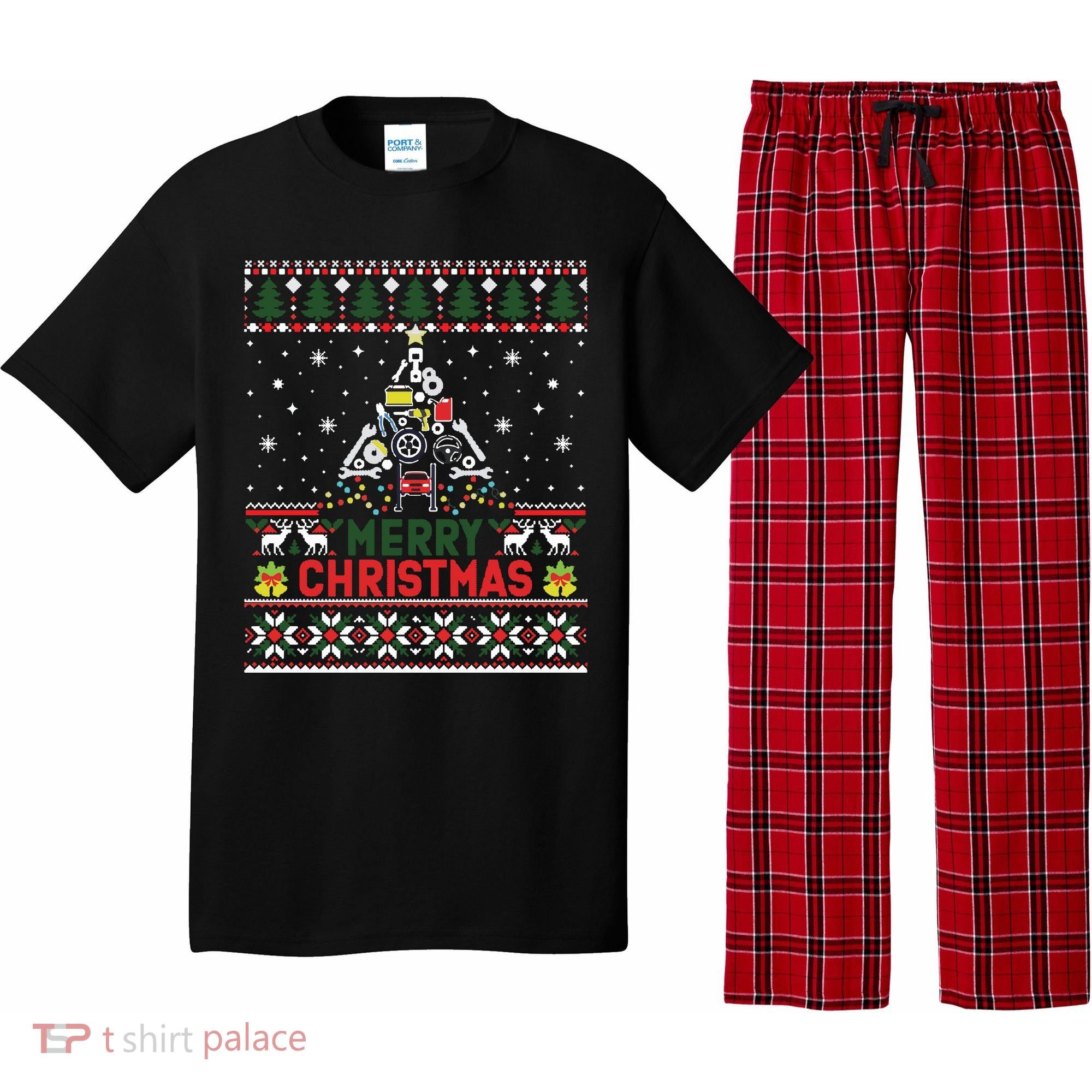 Mechanic Mechanic Christmas Tree Ugly Sweater Pajama Set