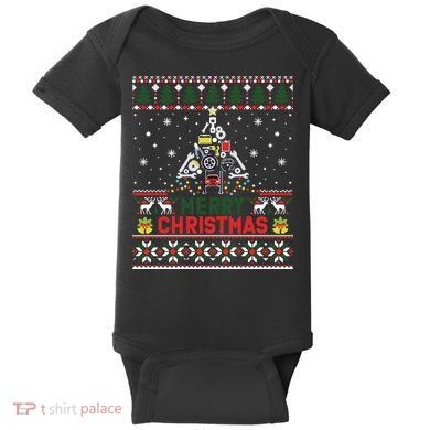 Mechanic Mechanic Christmas Tree Ugly Sweater Baby Bodysuit
