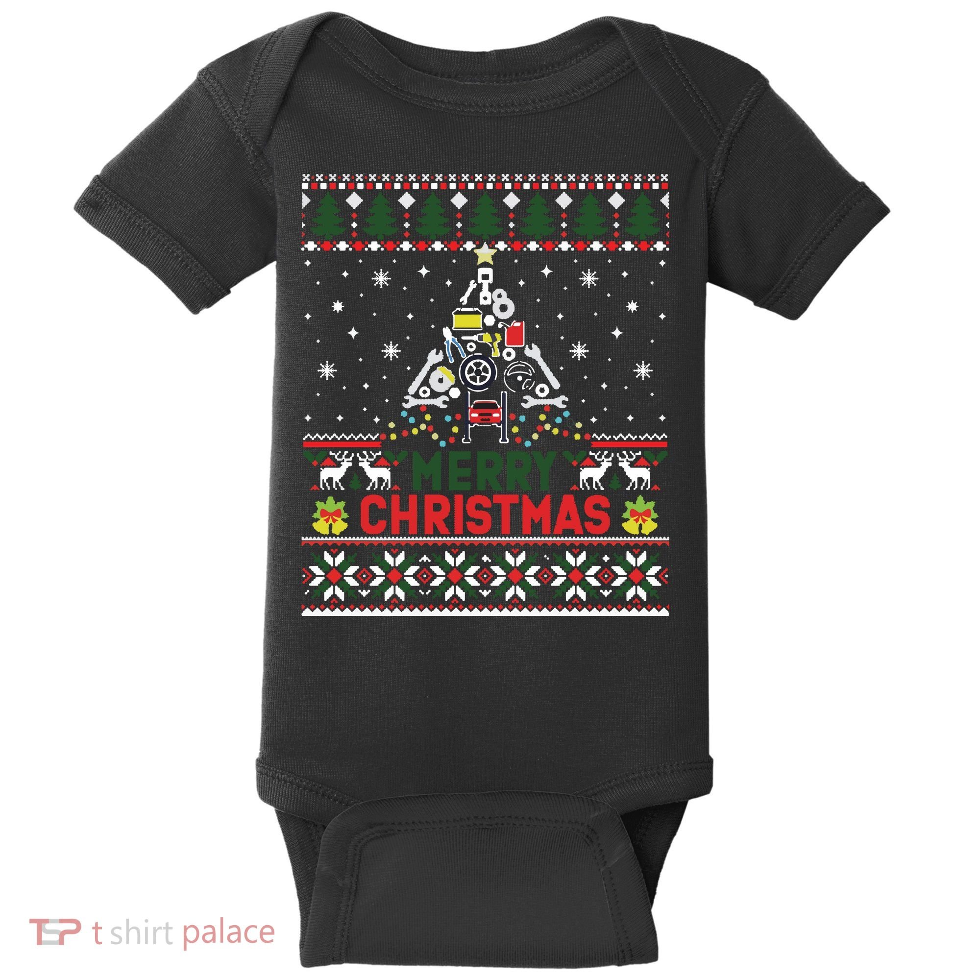 Mechanic Mechanic Christmas Tree Ugly Sweater Baby Bodysuit