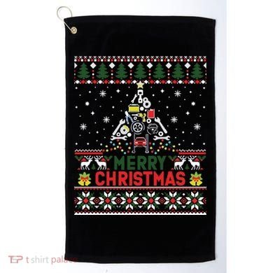 Mechanic Mechanic Christmas Tree Ugly Sweater Golf Towel