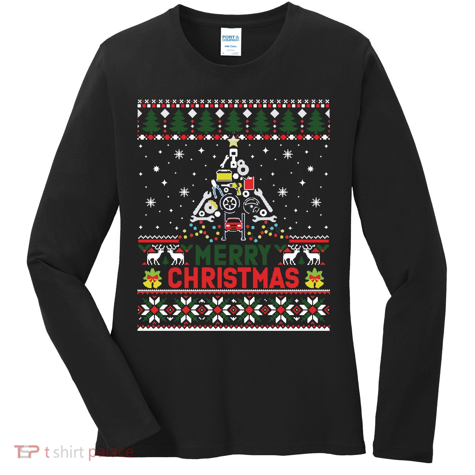 Mechanic Mechanic Christmas Tree Ugly Sweater Women's Long Sleeve Shirt
