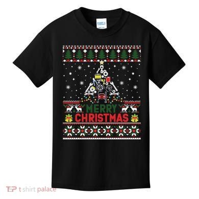 Mechanic Mechanic Christmas Tree Ugly Sweater Kids T-Shirt