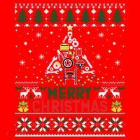Mechanic Mechanic Christmas Tree Ugly Sweater Santa Hat thumb 1