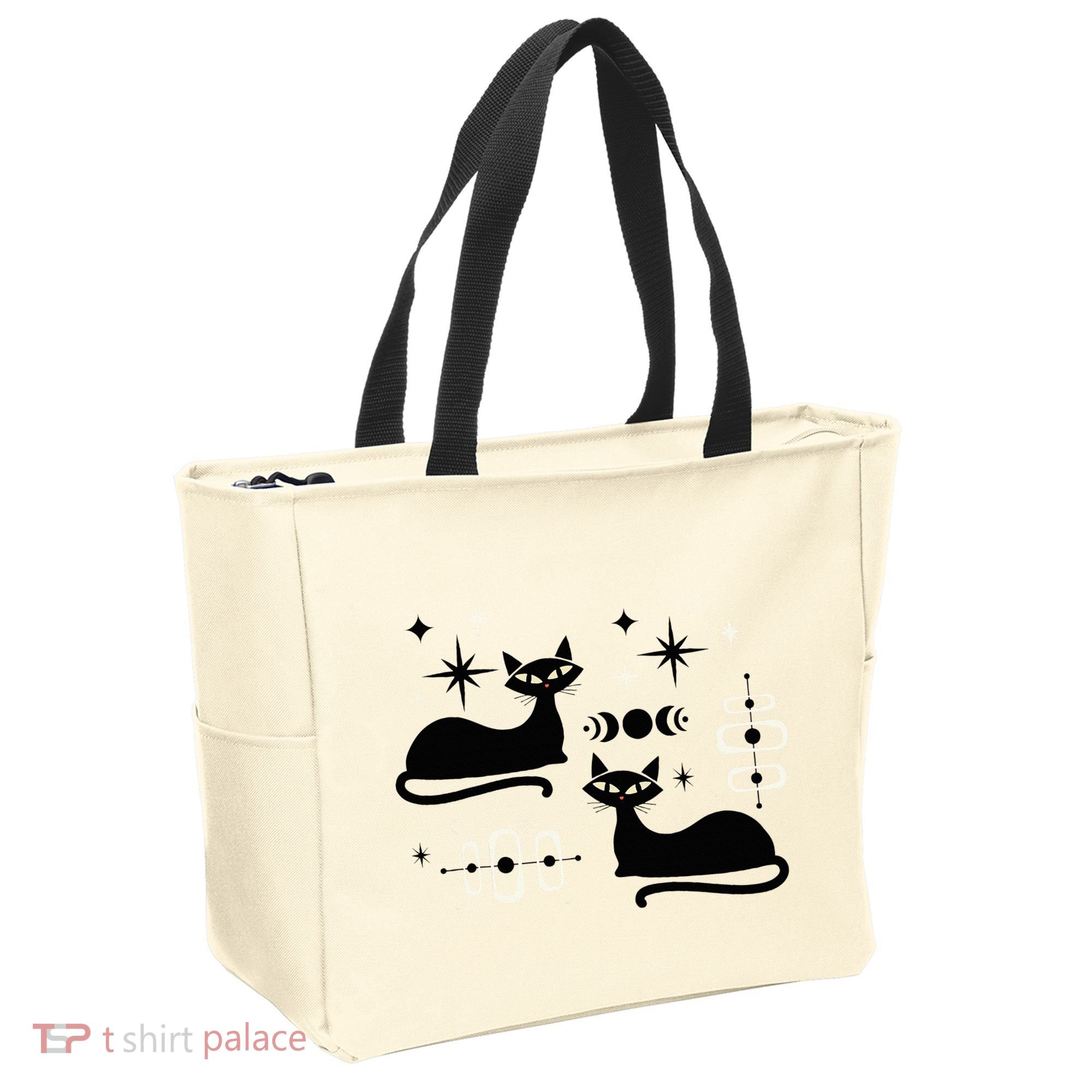 Midcentury Mid Century Cat Retro Atomic Age Space Modern Tote Bag