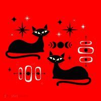 Midcentury Mid Century Cat Retro Atomic Age Space Modern Santa Hat thumb 1