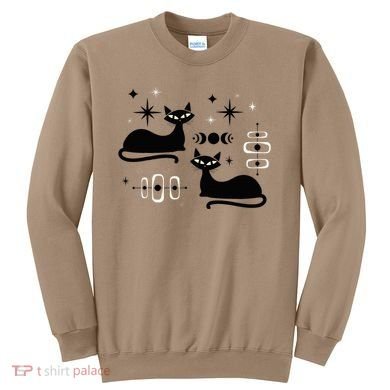 Midcentury Mid Century Cat Retro Atomic Age Space Modern Sweatshirt