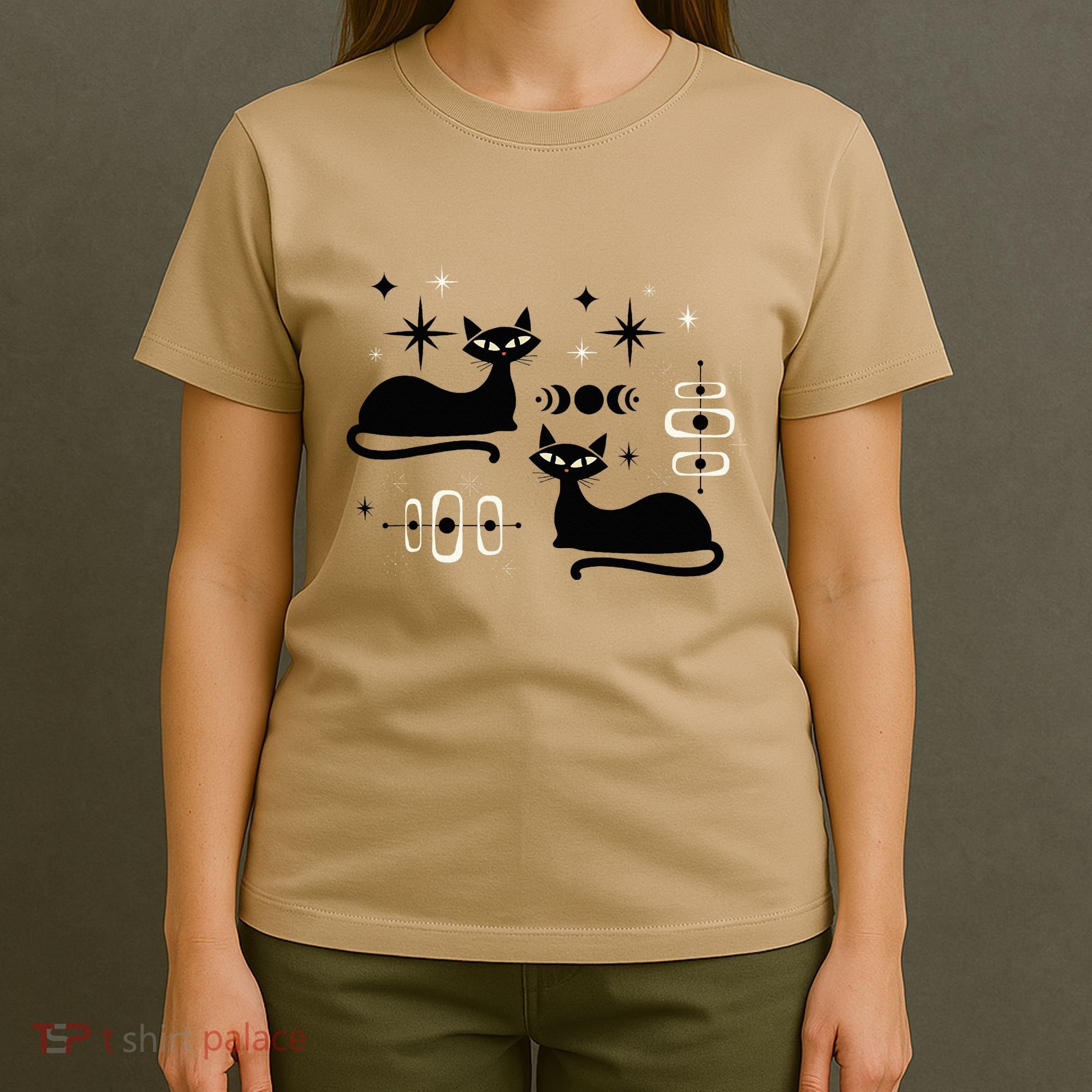 Midcentury Mid Century Cat Retro Atomic Age Space Modern T-Shirt