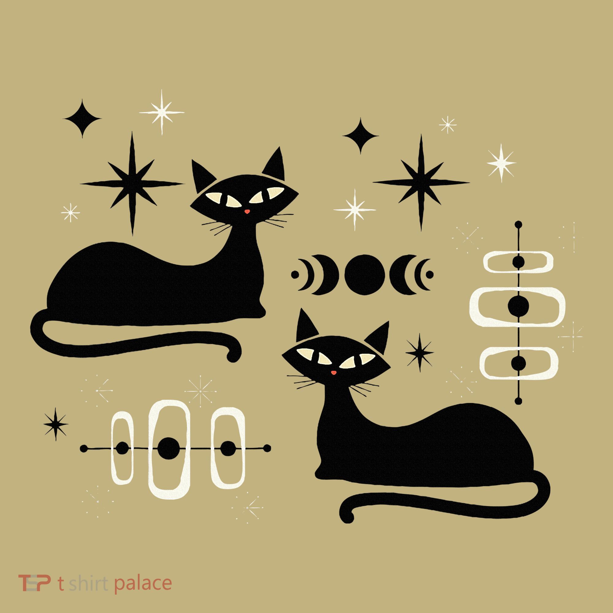 Midcentury Mid Century Cat Retro Atomic Age Space Modern Button