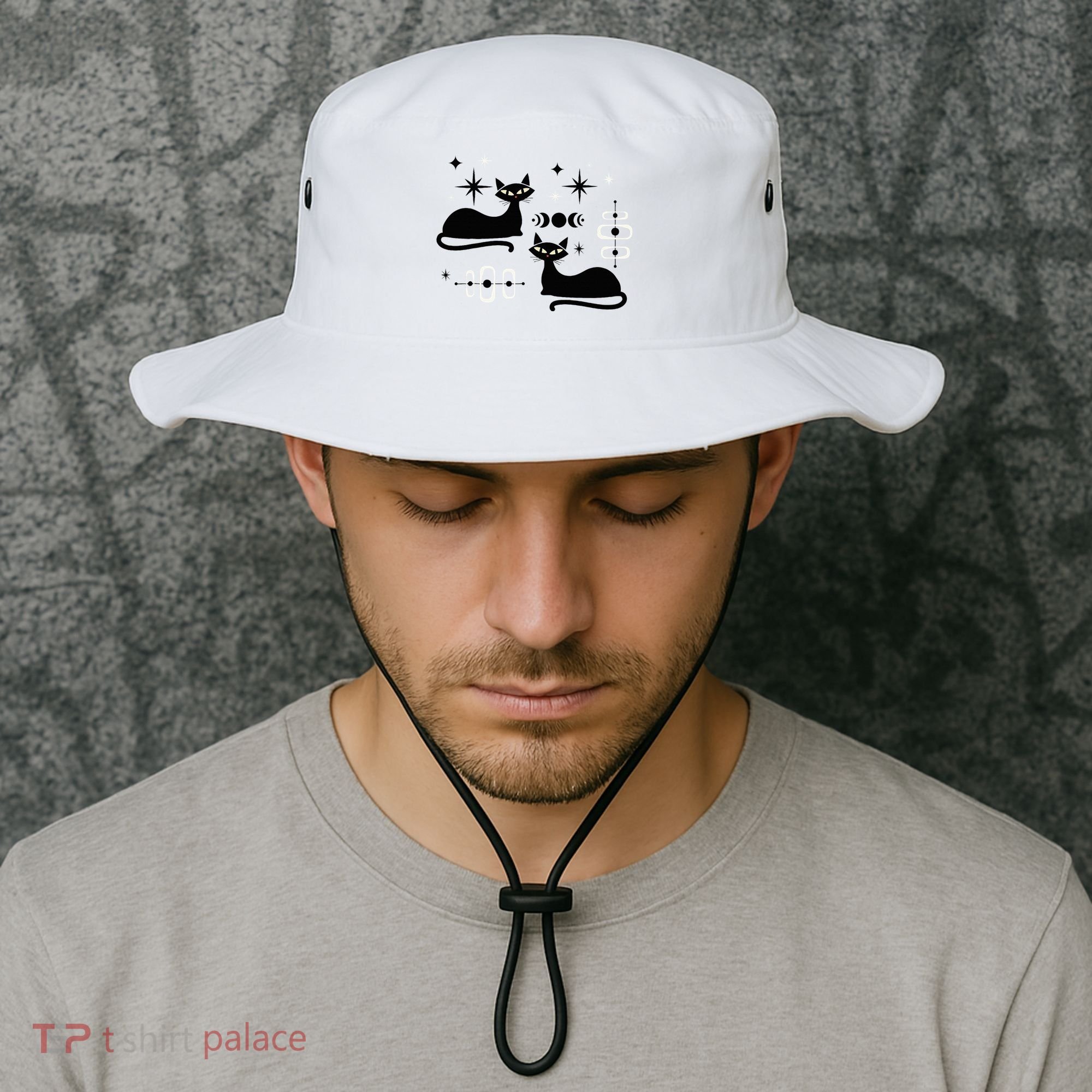 Midcentury Mid Century Cat Retro Atomic Age Space Modern Bucket Hat