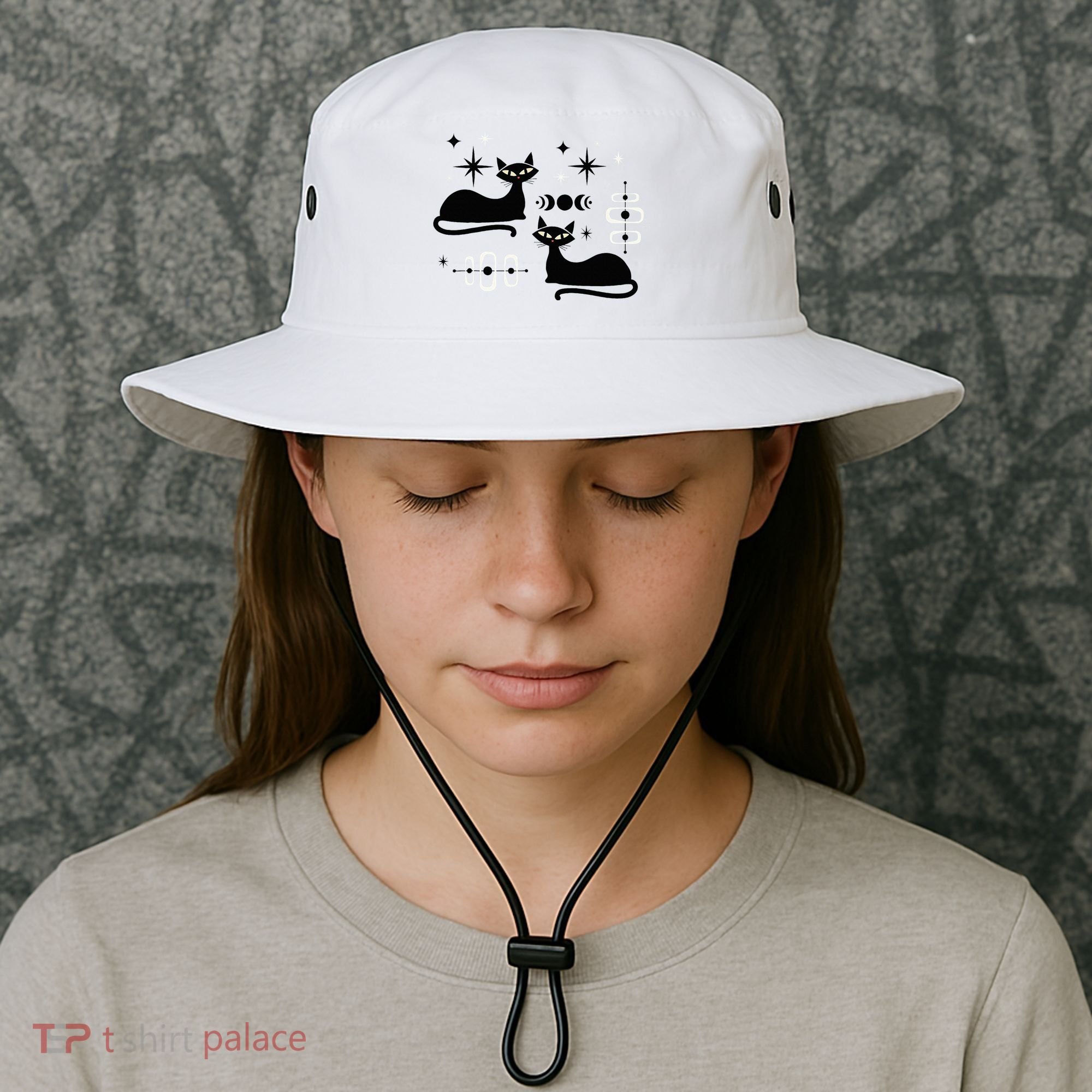 Midcentury Mid Century Cat Retro Atomic Age Space Modern Bucket Hat