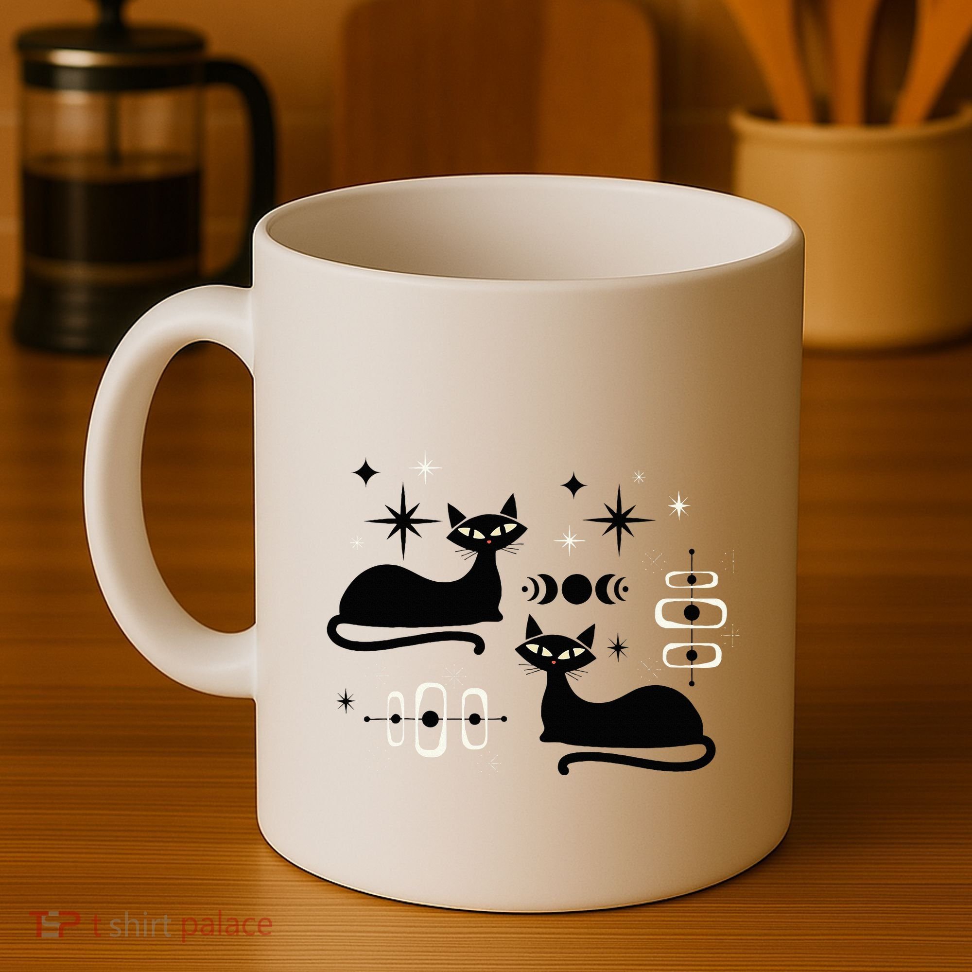 Midcentury Mid Century Cat Retro Atomic Age Space Modern Coffee Mug