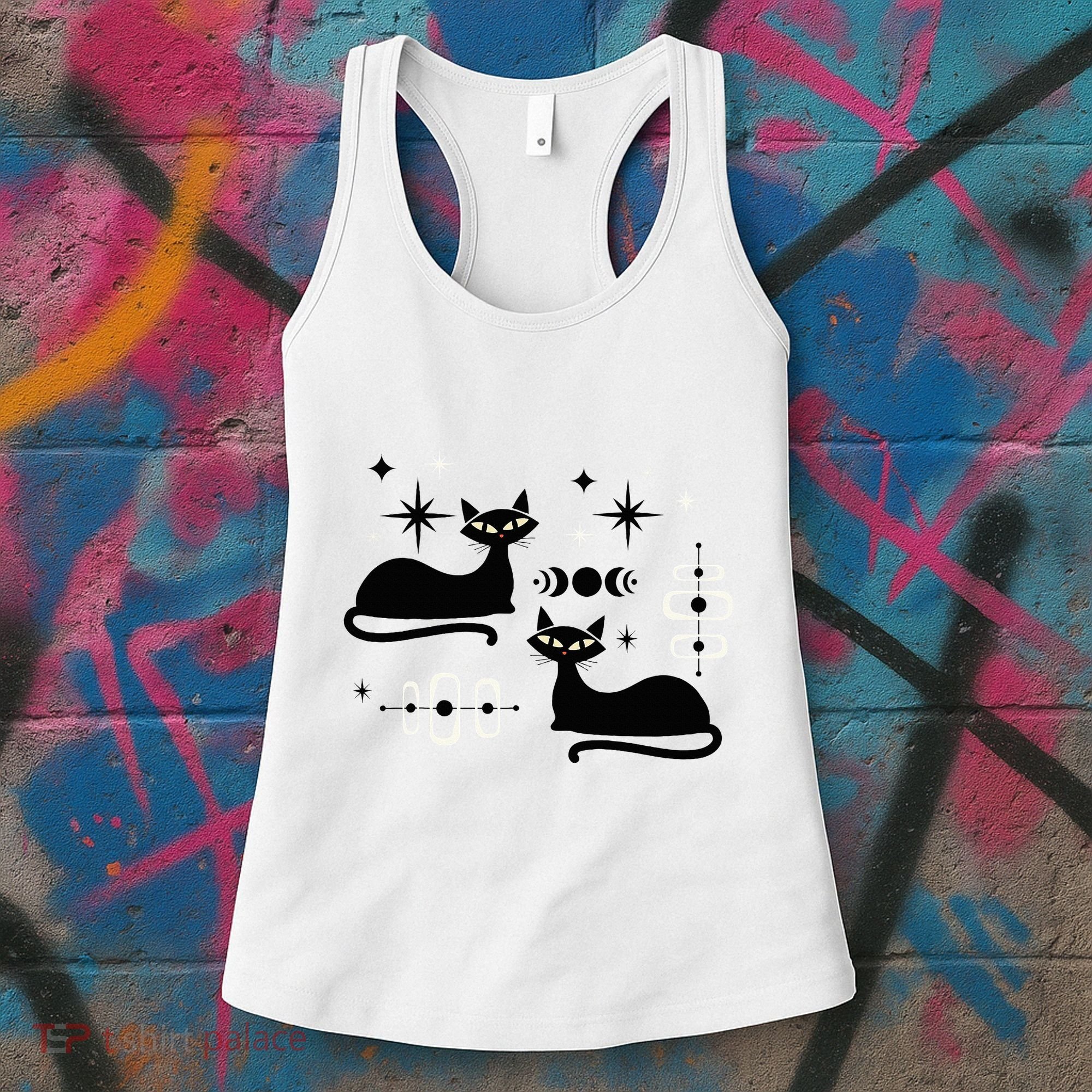 Midcentury Mid Century Cat Retro Atomic Age Space Modern Women's Tank Top