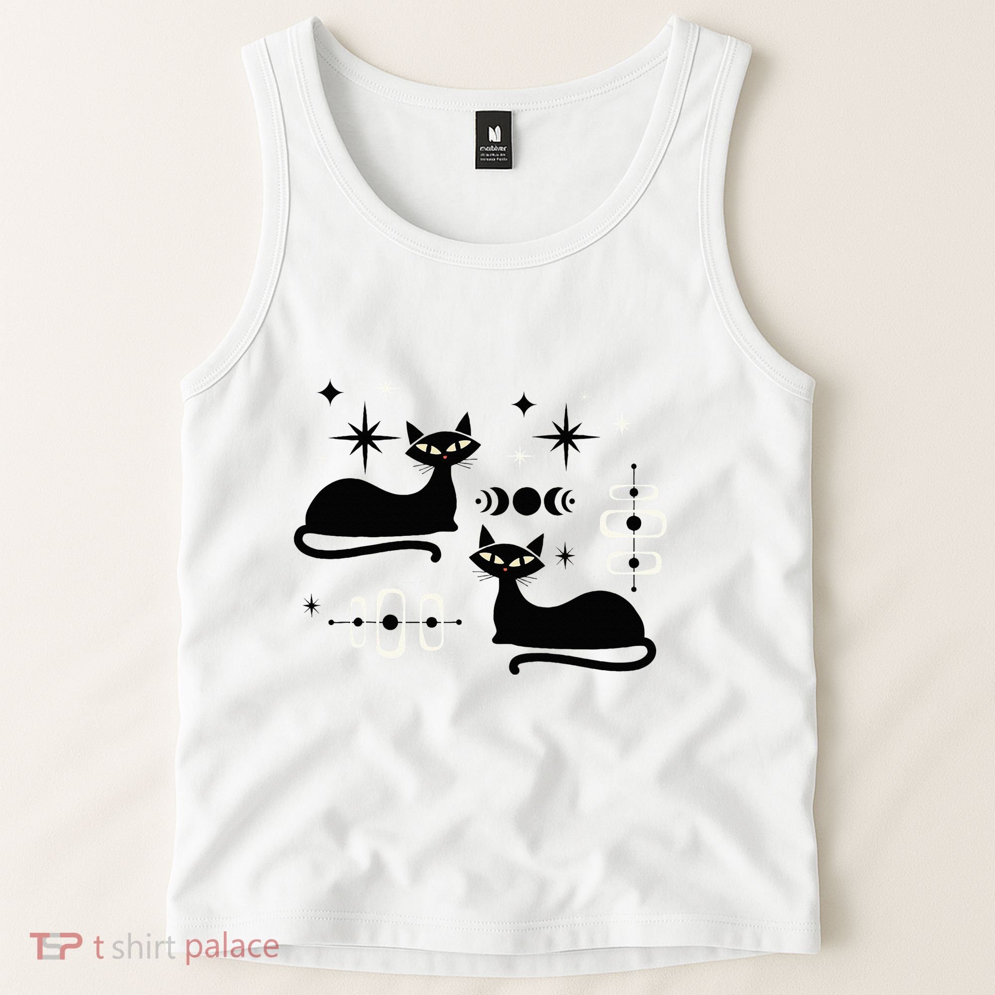 Midcentury Mid Century Cat Retro Atomic Age Space Modern Tank Top