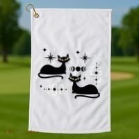 Midcentury Mid Century Cat Retro Atomic Age Space Modern Golf Towel thumb 1