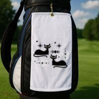 Midcentury Mid Century Cat Retro Atomic Age Space Modern Golf Towel thumb 2