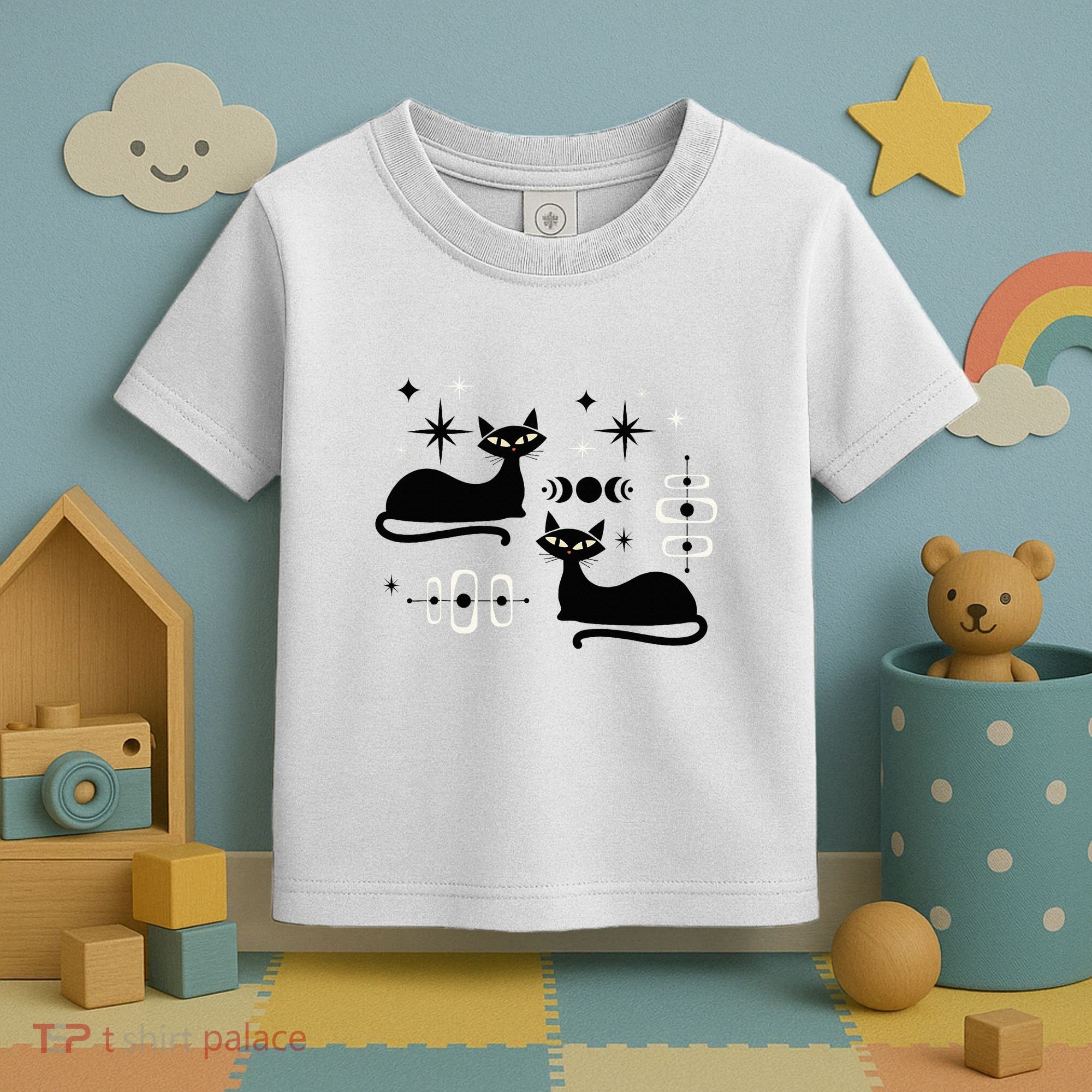 Midcentury Mid Century Cat Retro Atomic Age Space Modern Toddler T-Shirt
