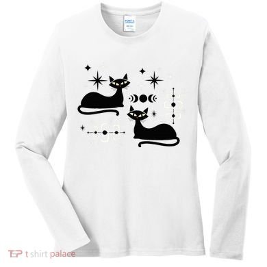 Midcentury Mid Century Cat Retro Atomic Age Space Modern Women's Long Sleeve Shirt