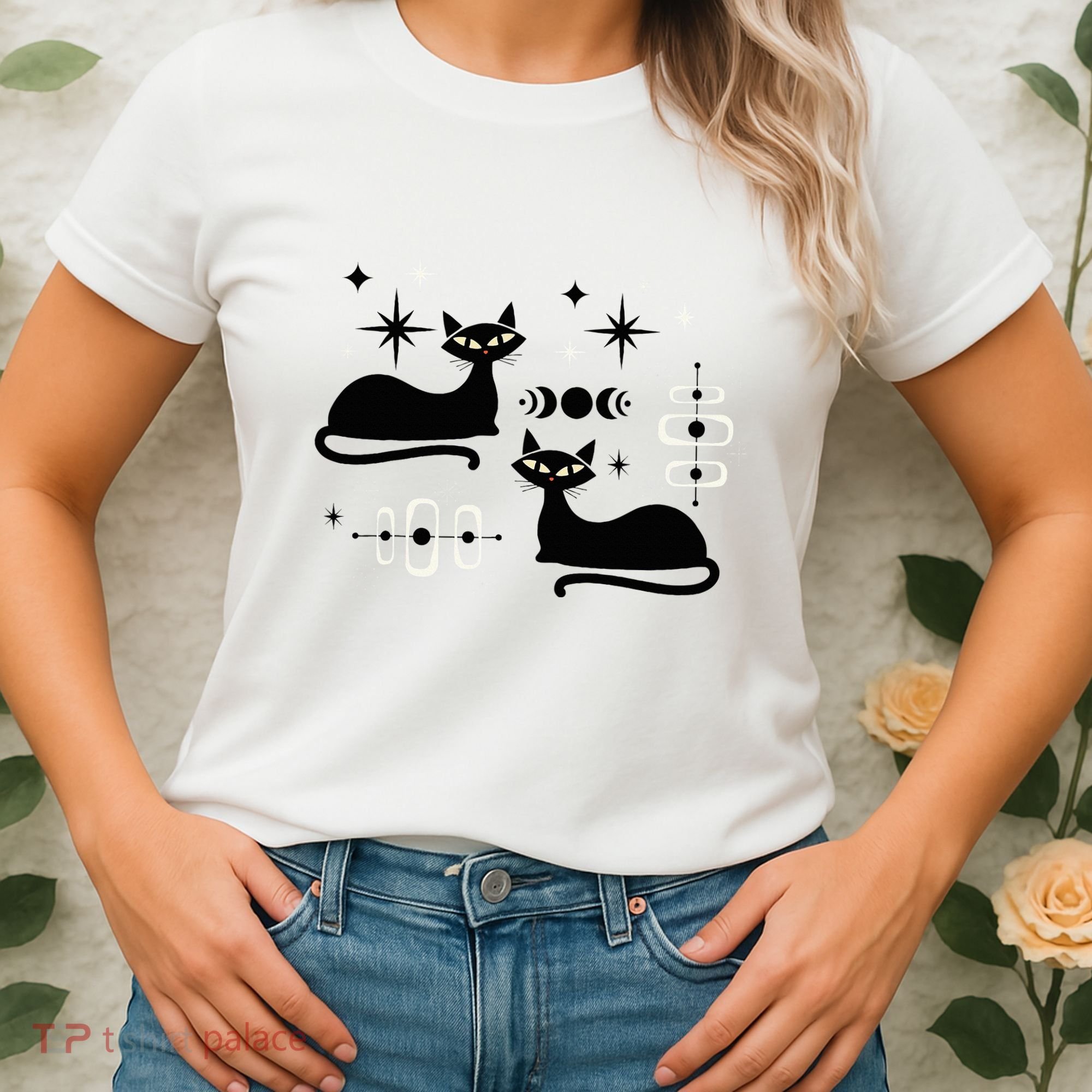 Midcentury Mid Century Cat Retro Atomic Age Space Modern Women's T-Shirt