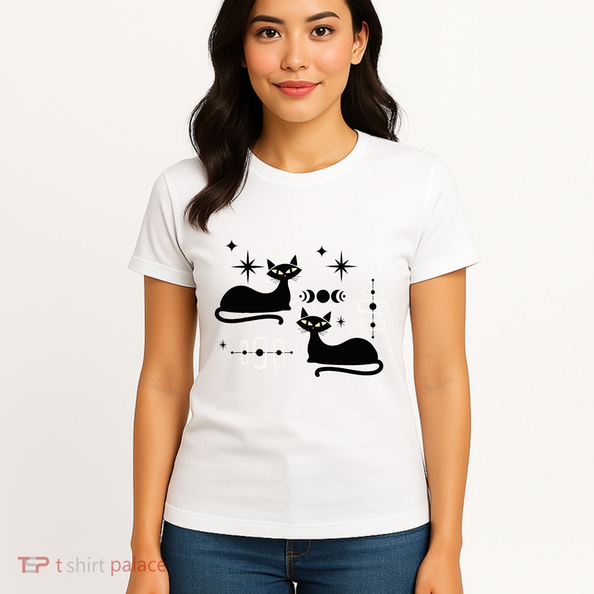 Midcentury Mid Century Cat Retro Atomic Age Space Modern Women's T-Shirt