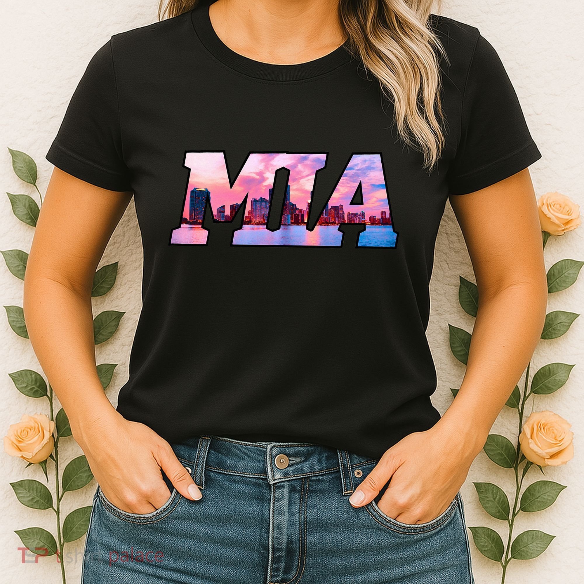 Mia Miami City Skyline Of Miami Beach Florida Women's T-Shirt