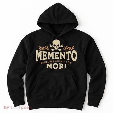 Memento Mori Catholic Design Meaning Traditional Latin Skull Hoodie