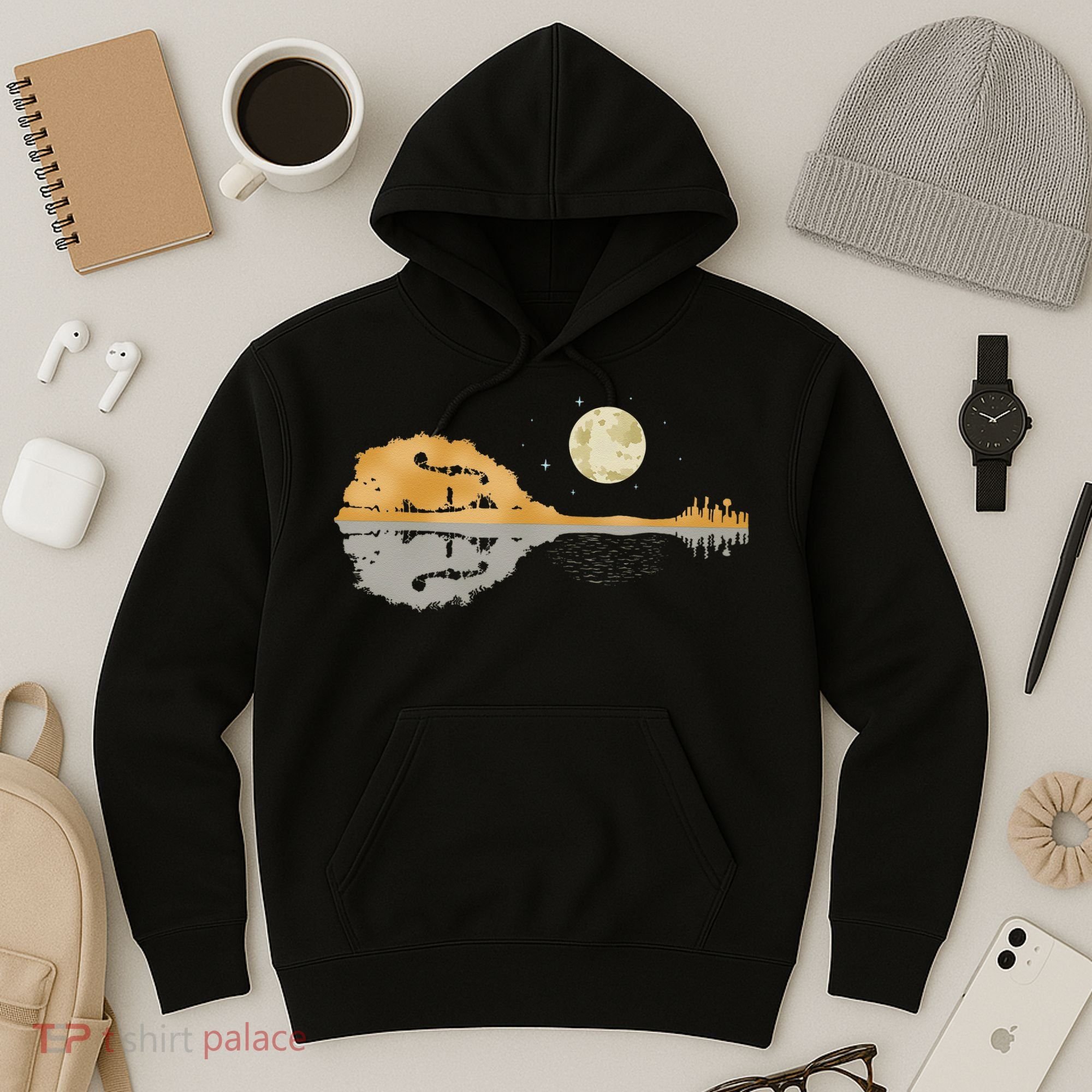 Mandolin Men Country Music Moon Bluegrass Hoodie