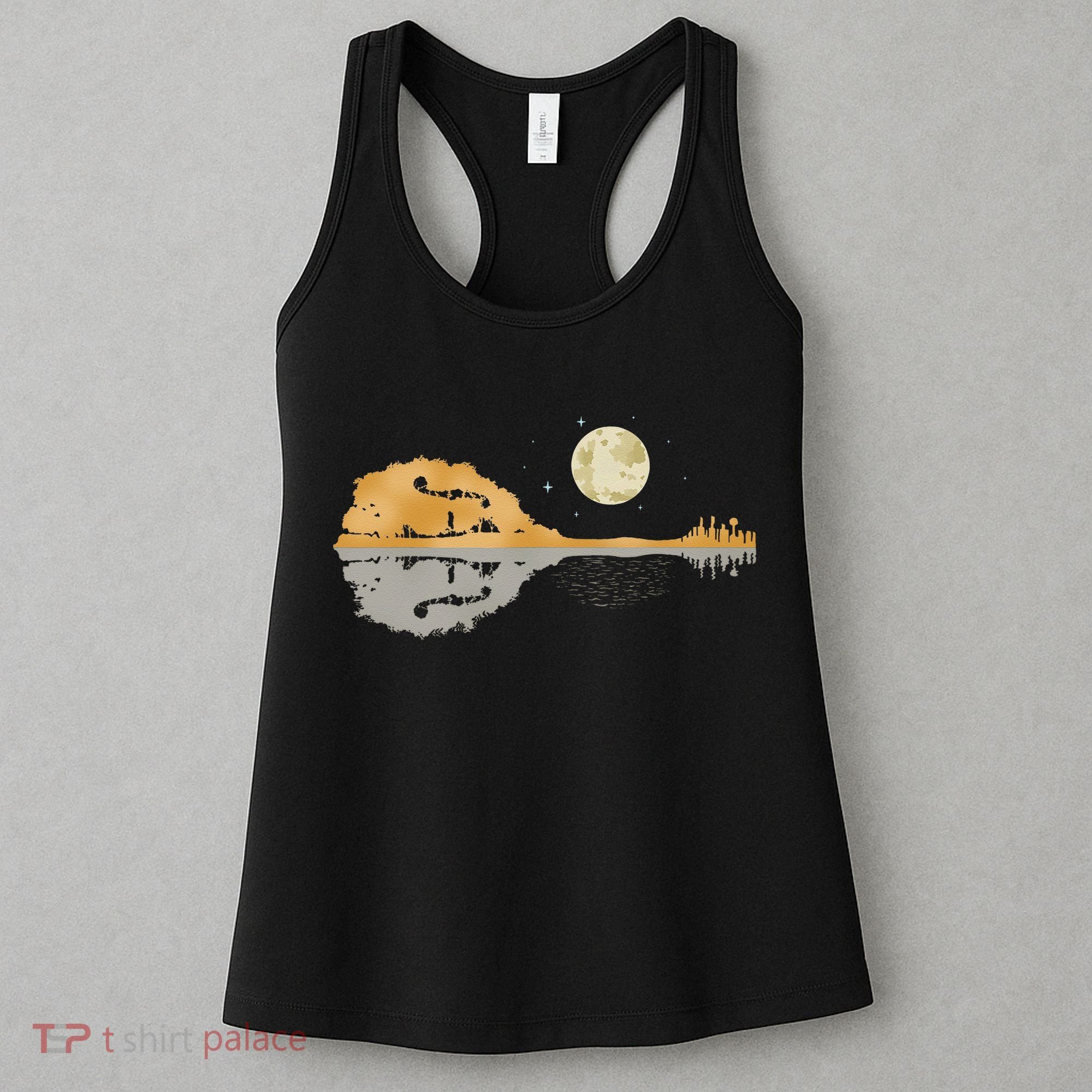 Mandolin Men Country Music Moon Bluegrass Women's Tank Top